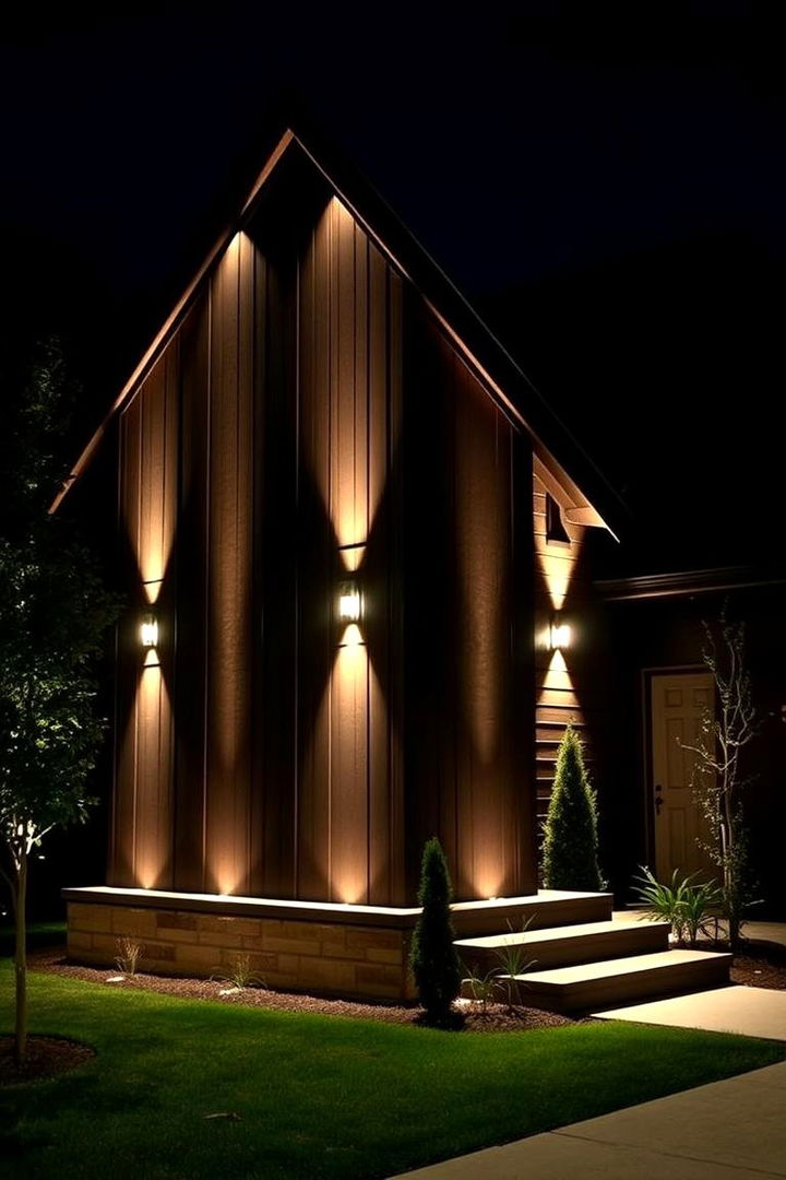 Dark Brown with Architectural Lighting Highlights - 22 Dark Brown House Exterior Ideas