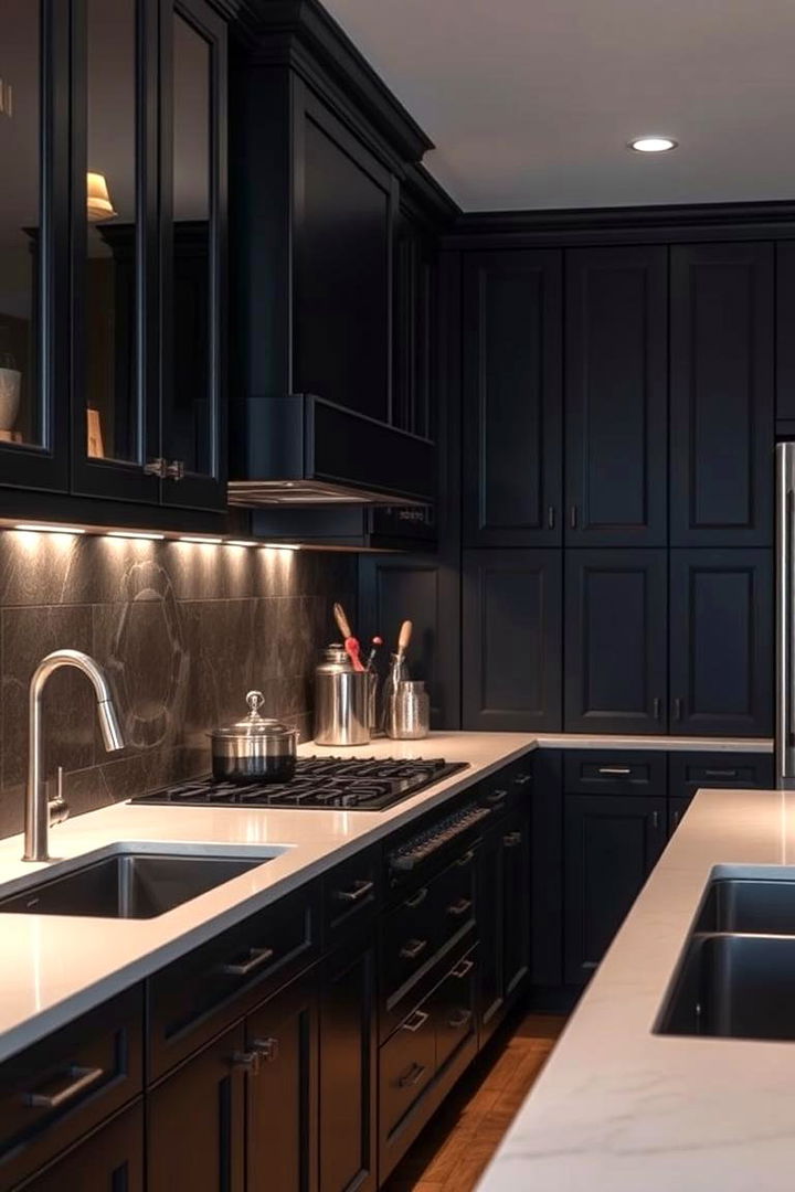 Dark Drama Cabinets - 22 Painting Kitchen Cabinet Ideas