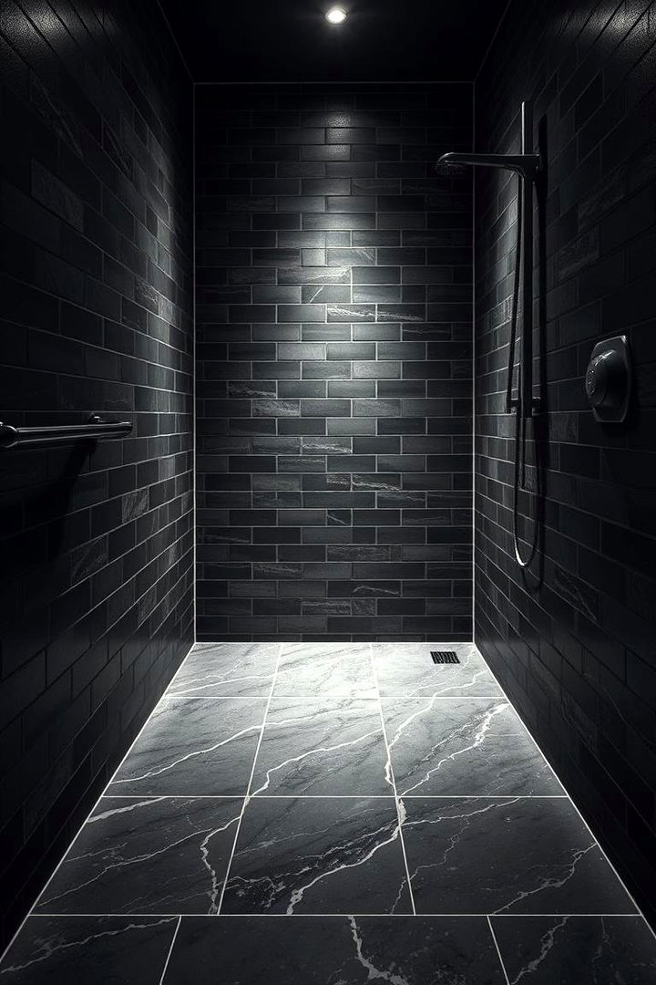 Dark Dramatic Tiles - 22 Shower Floor Tile Ideas