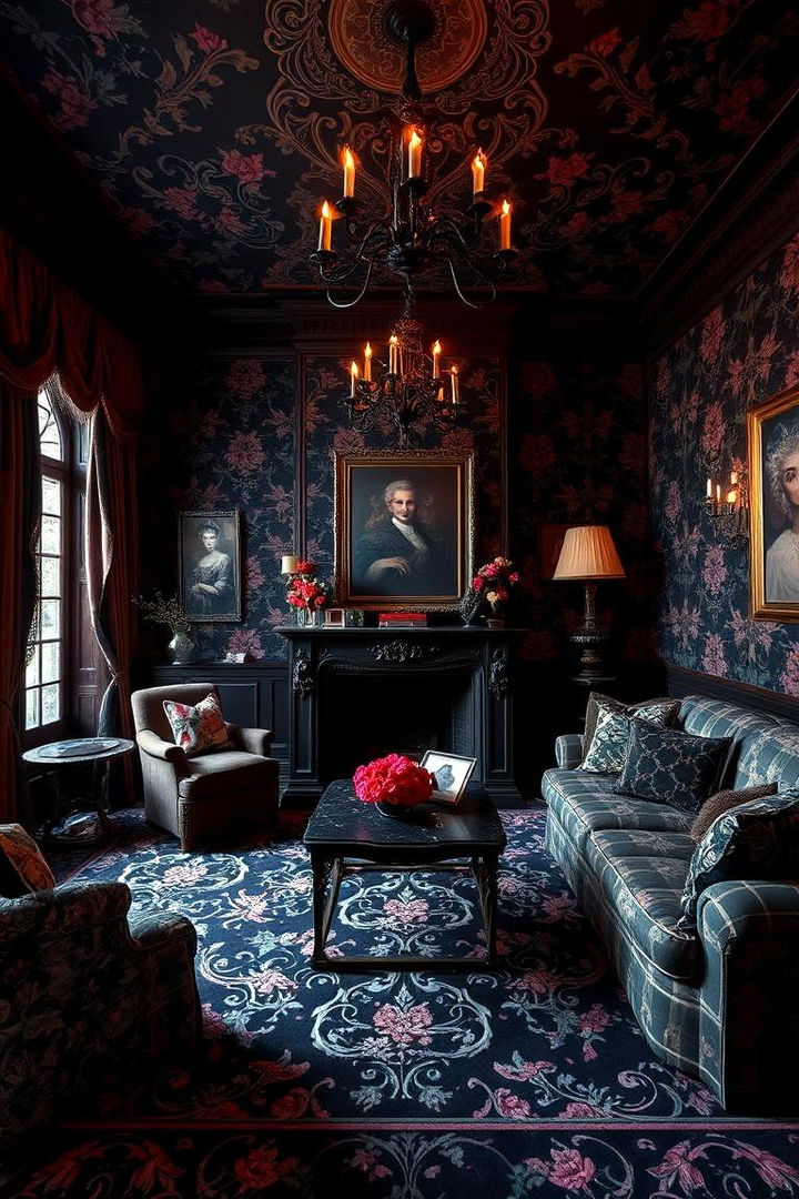 Dark Floral Patterns - 22 Gothic Living Room Ideas