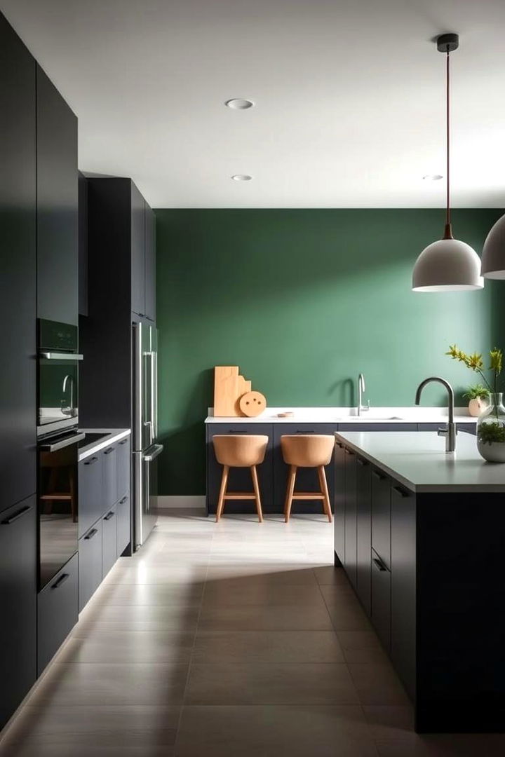 Dark Green Accent Walls for Depth - 22 Dark Green Kitchen Ideas