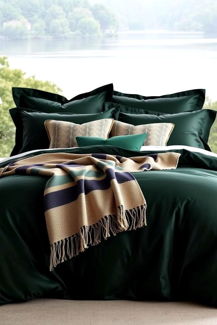Dark Green Bedding for a Luxurious Feel - 22 Dark Green Bedroom Ideas