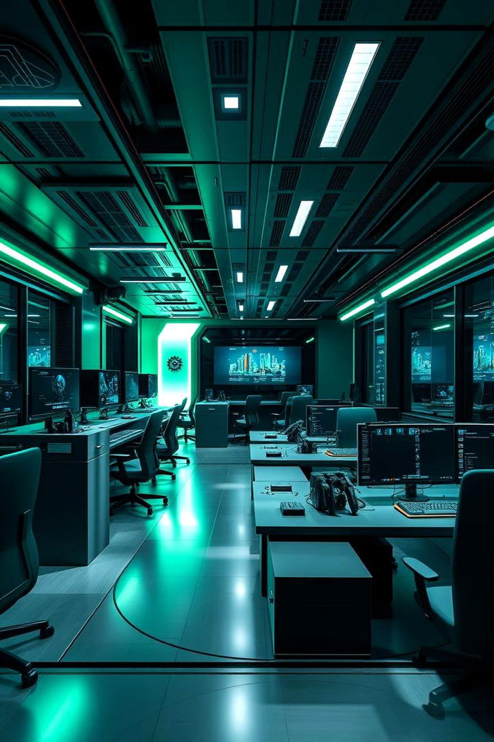 Dark Green High Tech Hub - 22 Dark Green Home Office Ideas