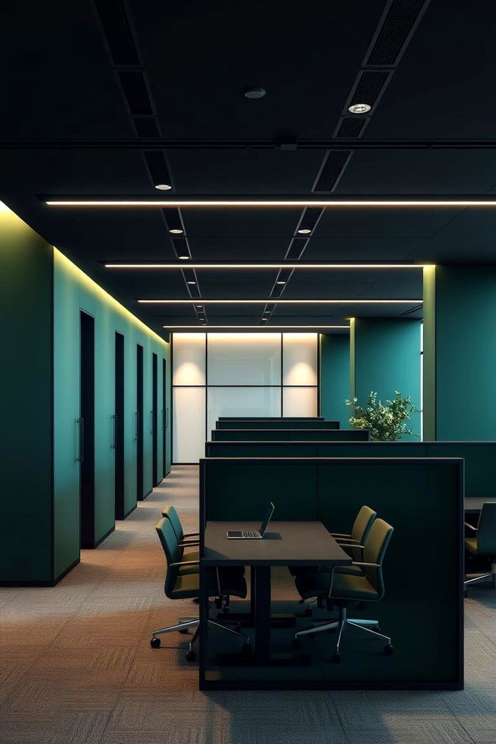 Dark Green Partition Walls - 22 Dark Green Office Ideas and Inspiration