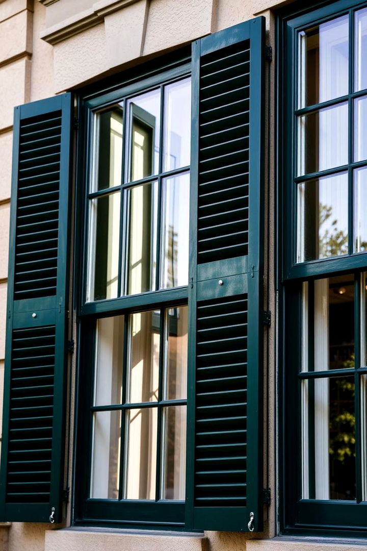Dark Green Shutters Statement - 22 Dark Green Exterior Ideas