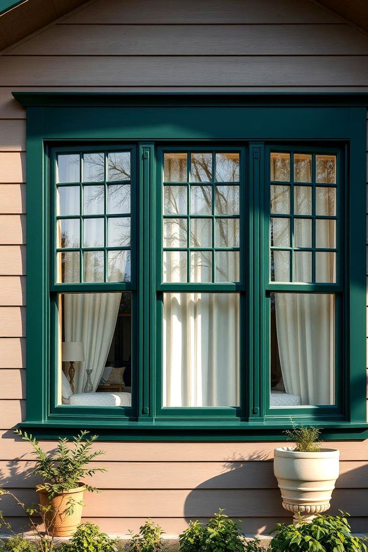 Dark Green Window Frames - 22 Dark Green Exterior Ideas