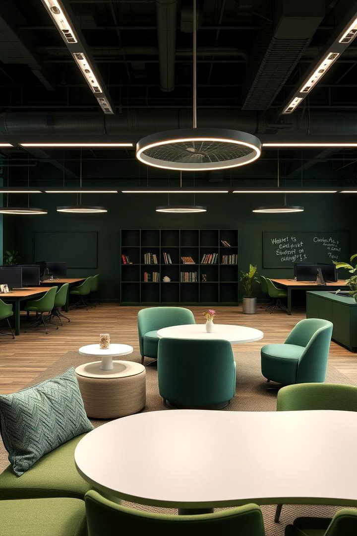 Dark Green Workspace for Collaboration - 22 Dark Green Home Office Ideas