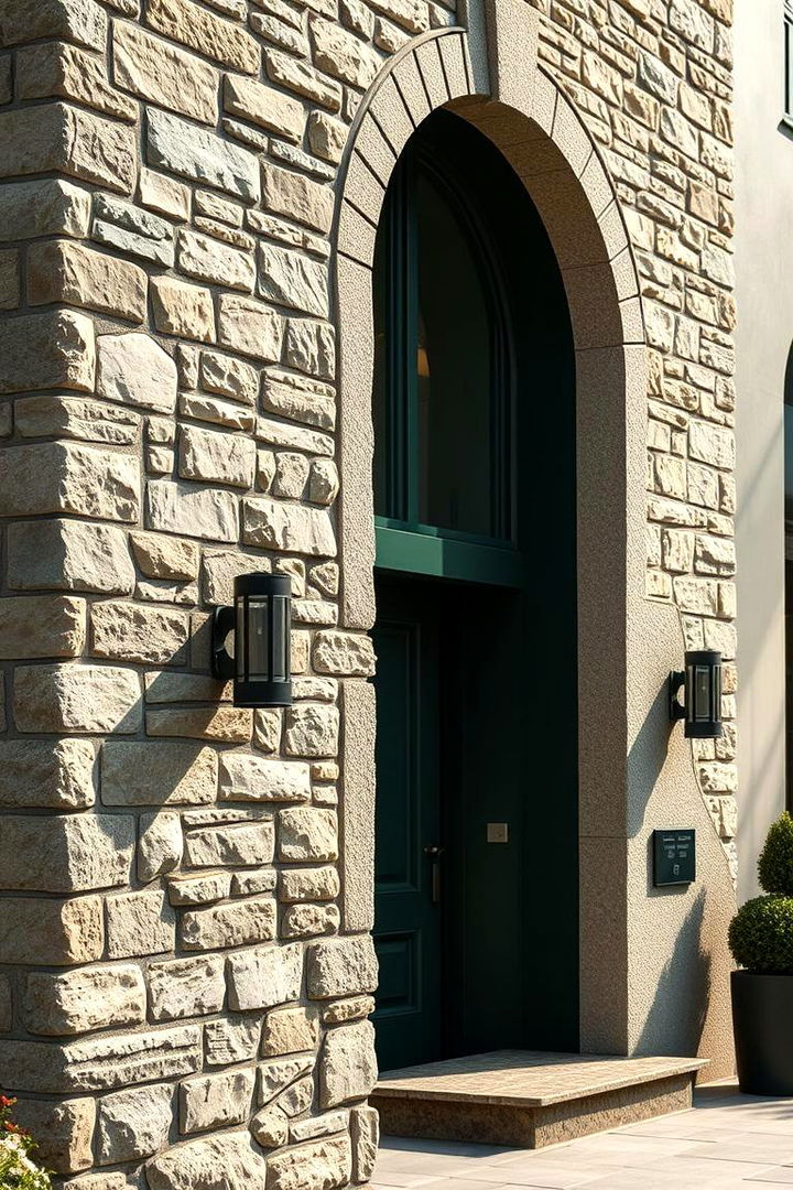 Dark Green and Natural Stone Facade - 22 Dark Green Exterior Ideas
