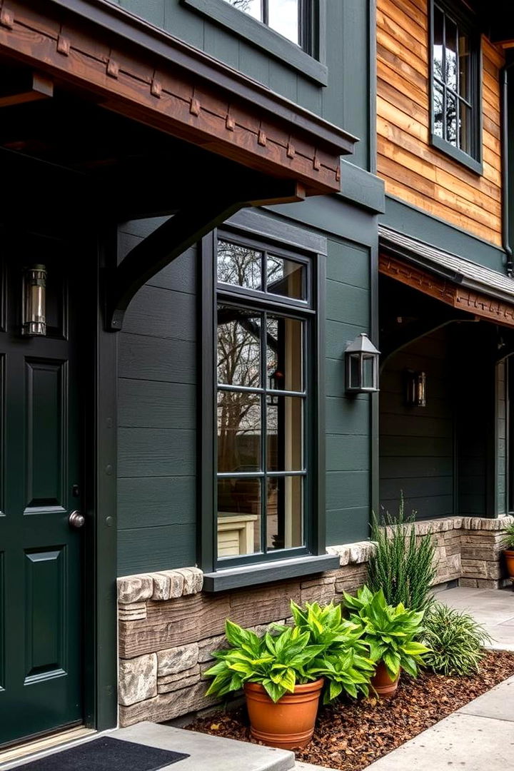 Dark Green and Wood Exterior Blend - 22 Dark Green Exterior Ideas
