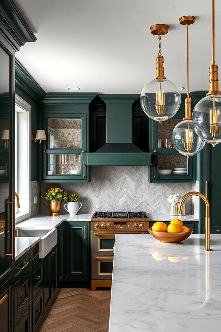 Dark Green with Metallic Accents - 22 Dark Green Kitchen Ideas