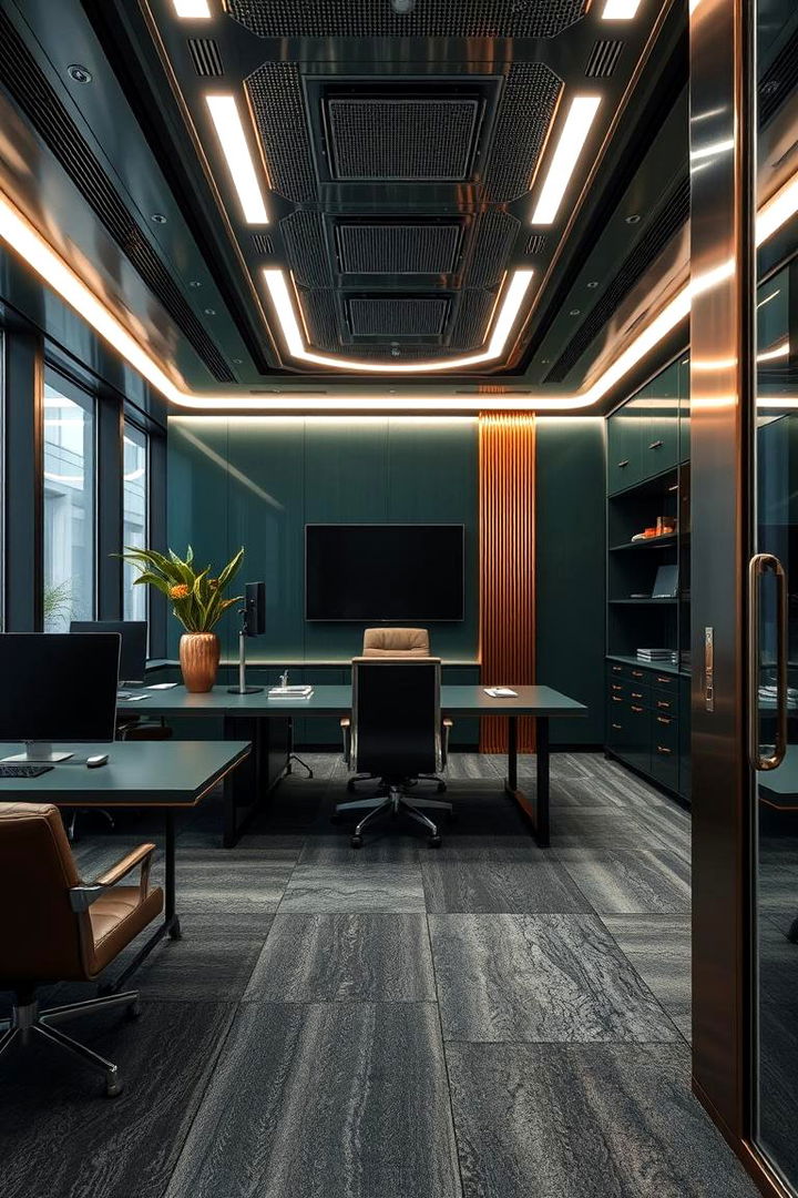 Dark Green with Metallic Accents - 22 Dark Green Home Office Ideas