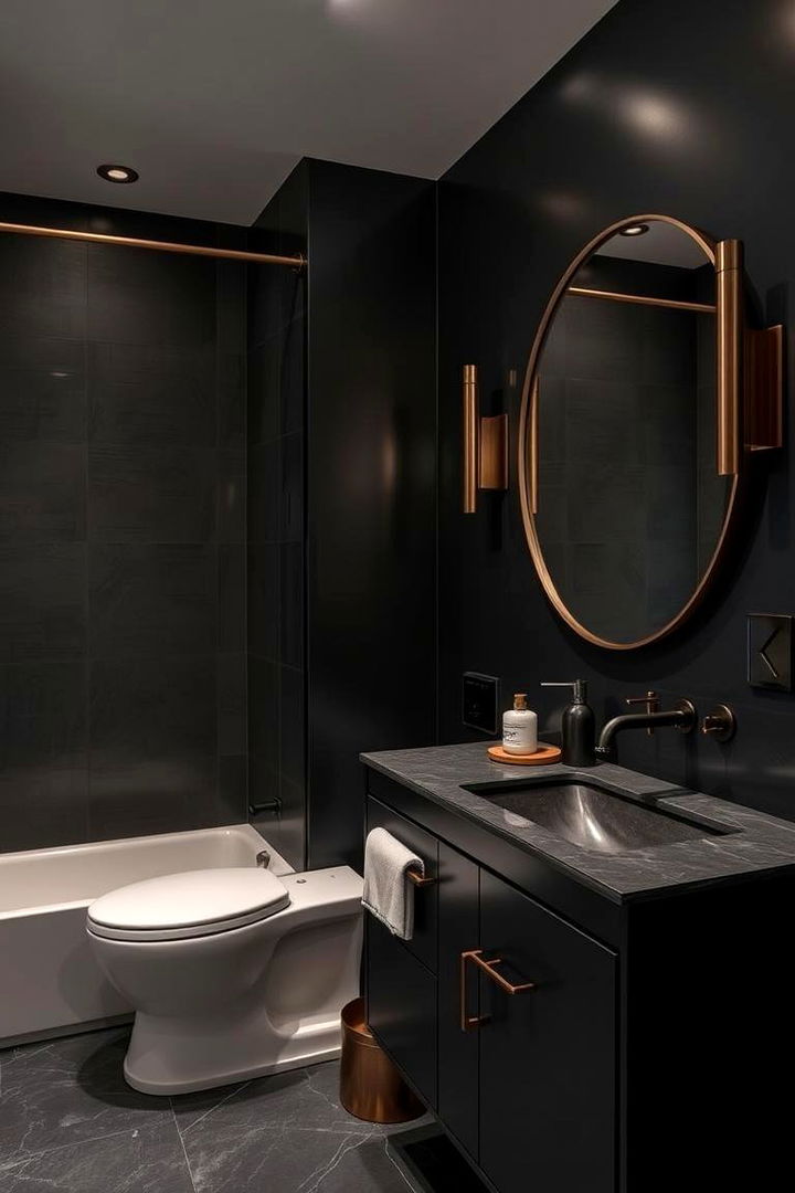 Dark Metallic Finishes - 22 Dark Bathroom Ideas