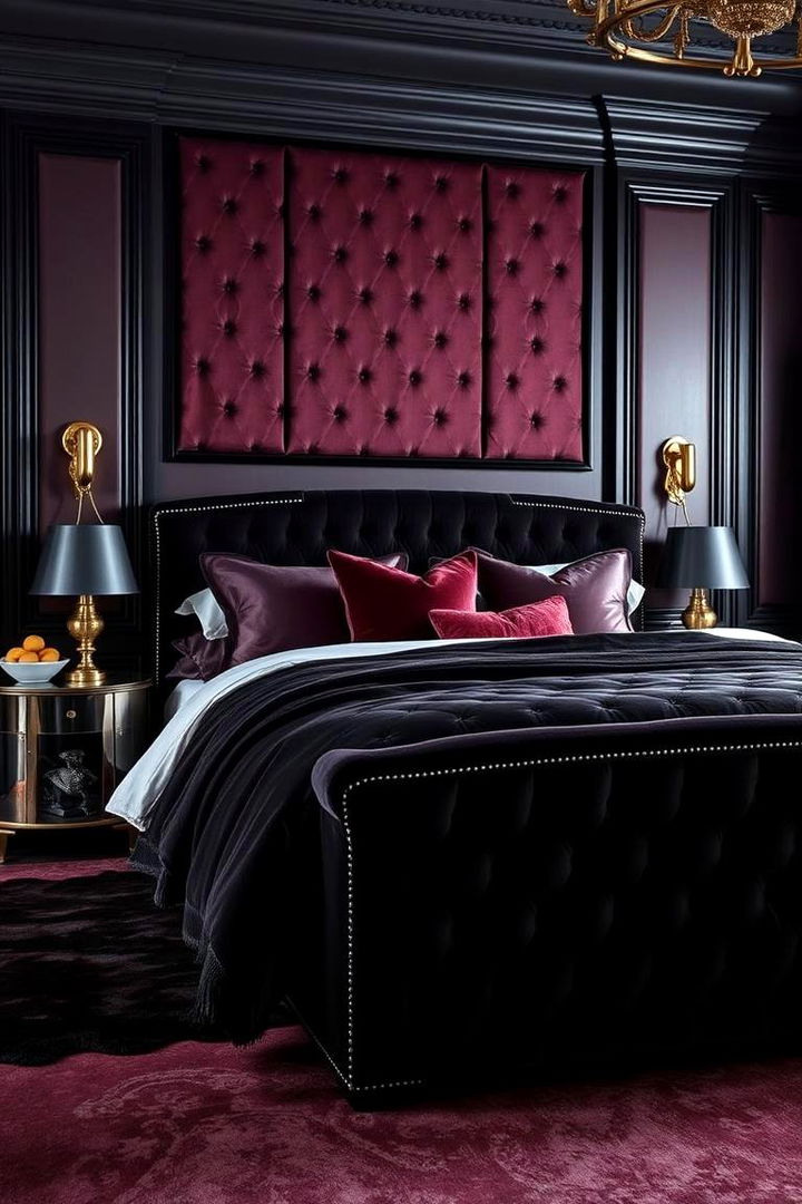 Dark Velvet Upholstery - 22 Dark Bedroom Ideas