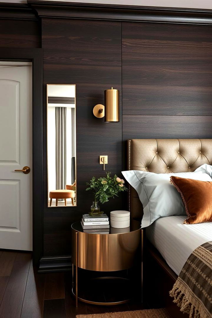 Dark Wood and Metallic Touches - 22 Dark Wood Bedroom Ideas