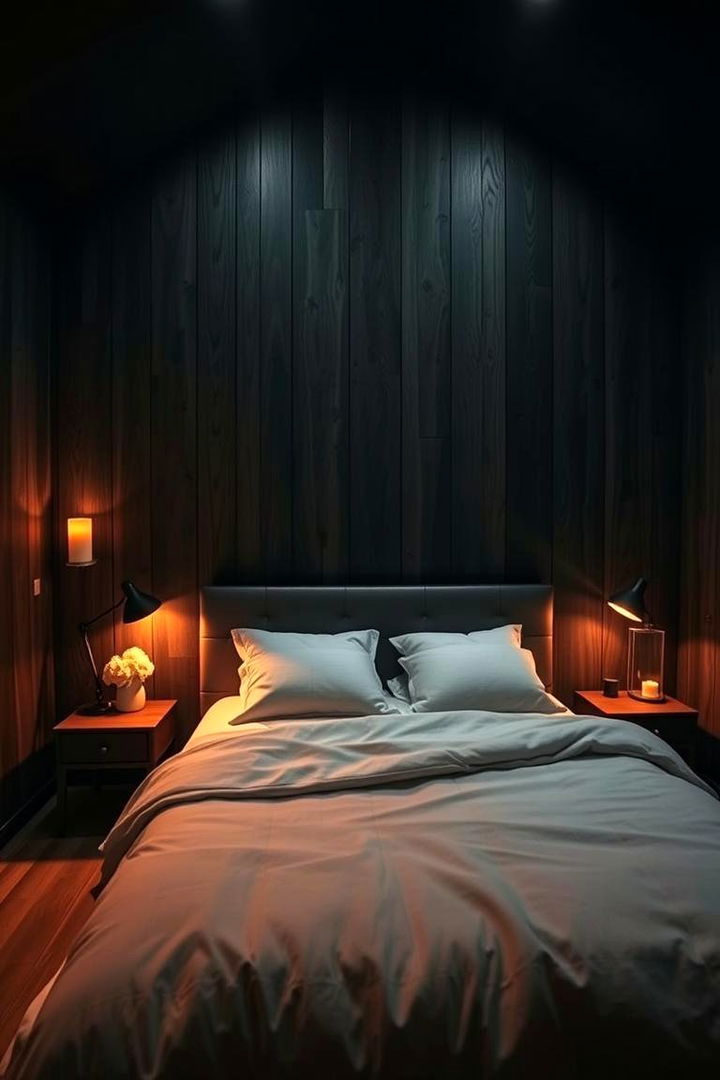 Dark Wood with Soft Ambient Lighting - 22 Dark Wood Bedroom Ideas