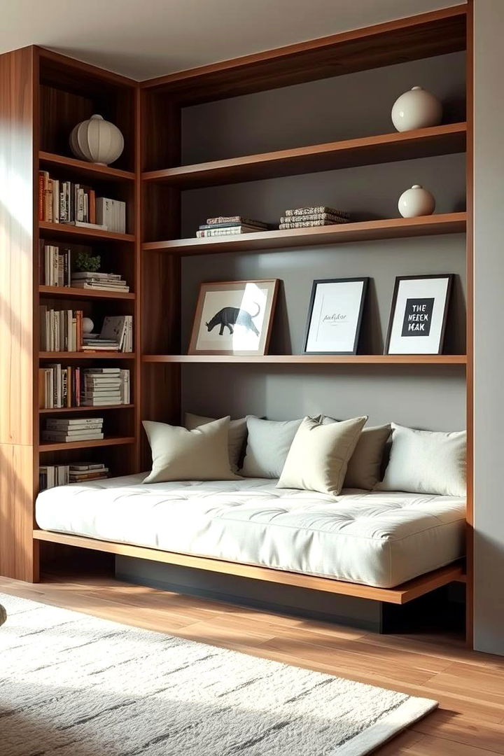 Daybed with Integrated Bookshelf - 22 Daybed Ideas for Small Spaces