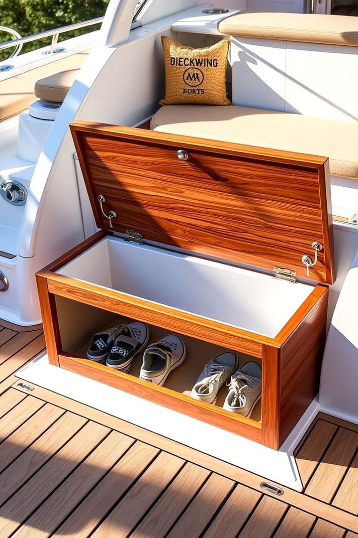 Deck Box with Integrated Shoe Storage - 22 Outdoor Shoe Storage Ideas