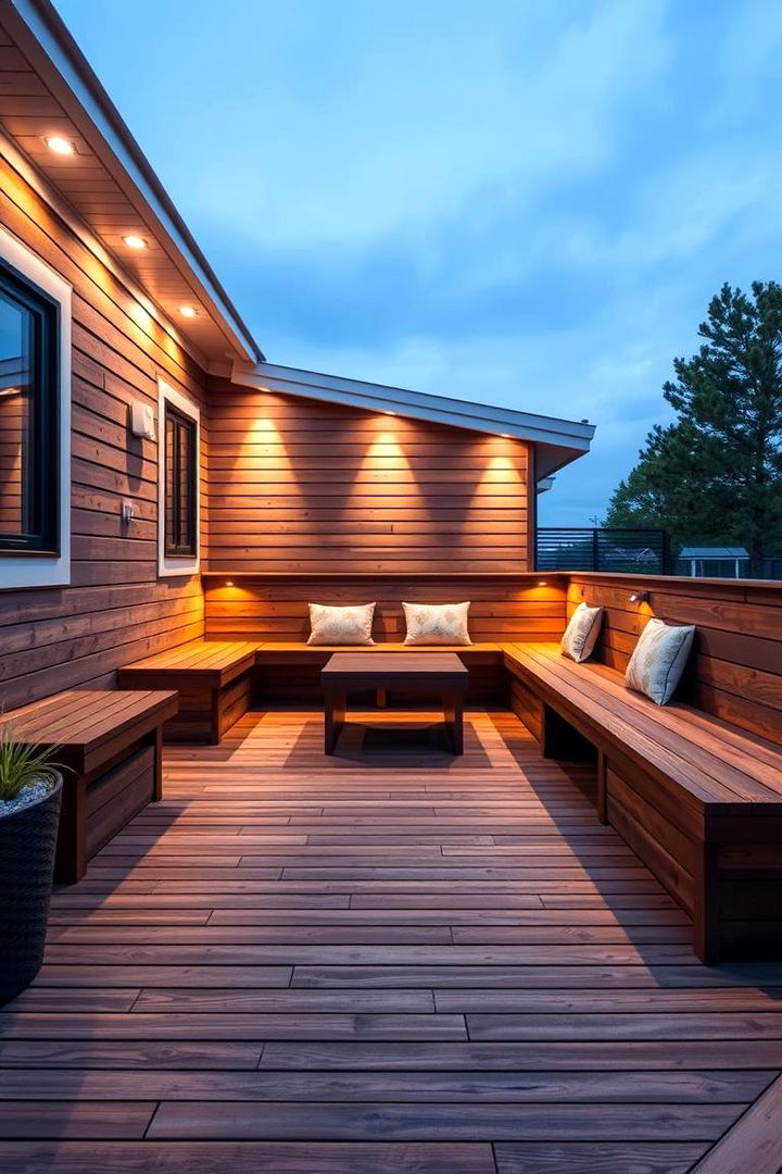 Decking with Integrated Seating - 22 Deck Flooring Ideas