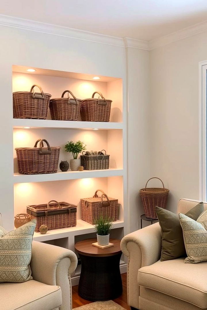Decorative Baskets for Effortless Cleanup - 22 Living Room Toy Storage Ideas