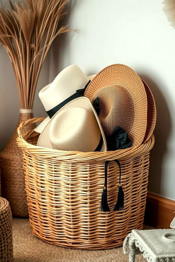Decorative Baskets for Hat Collections - 22 Hat Storage Ideas
