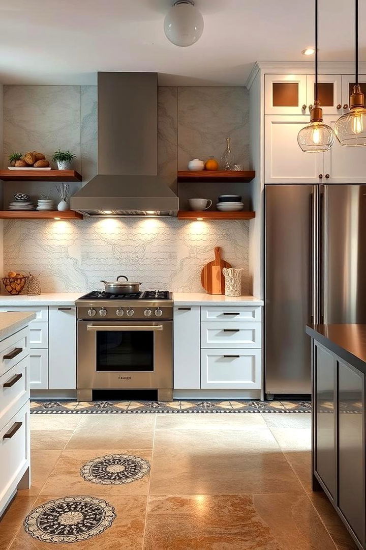 Decorative Concrete Inlays - 22 Concrete Floor Kitchen Ideas