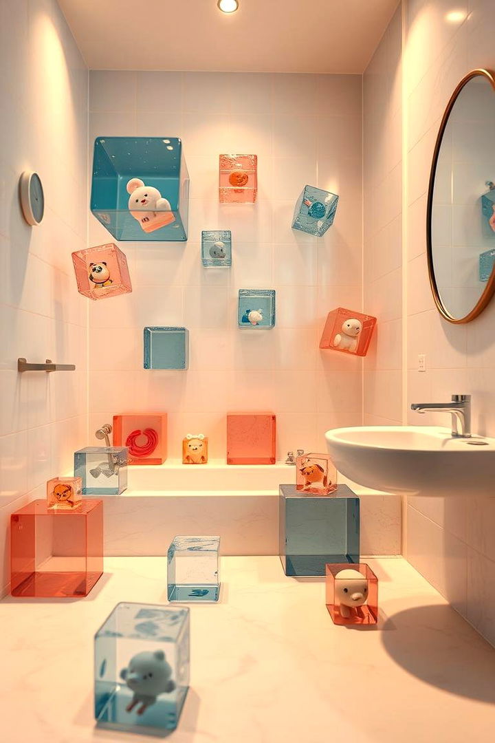 Decorative Floating Cubes for Whimsical Touches - 22 Small Bathroom Shelving Ideas