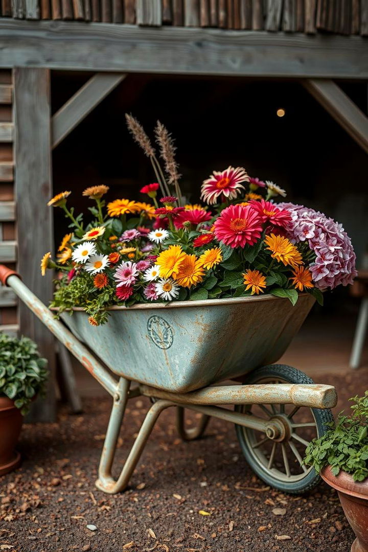 Decorative Flower Pot - 22 Old Wheelbarrow Ideas