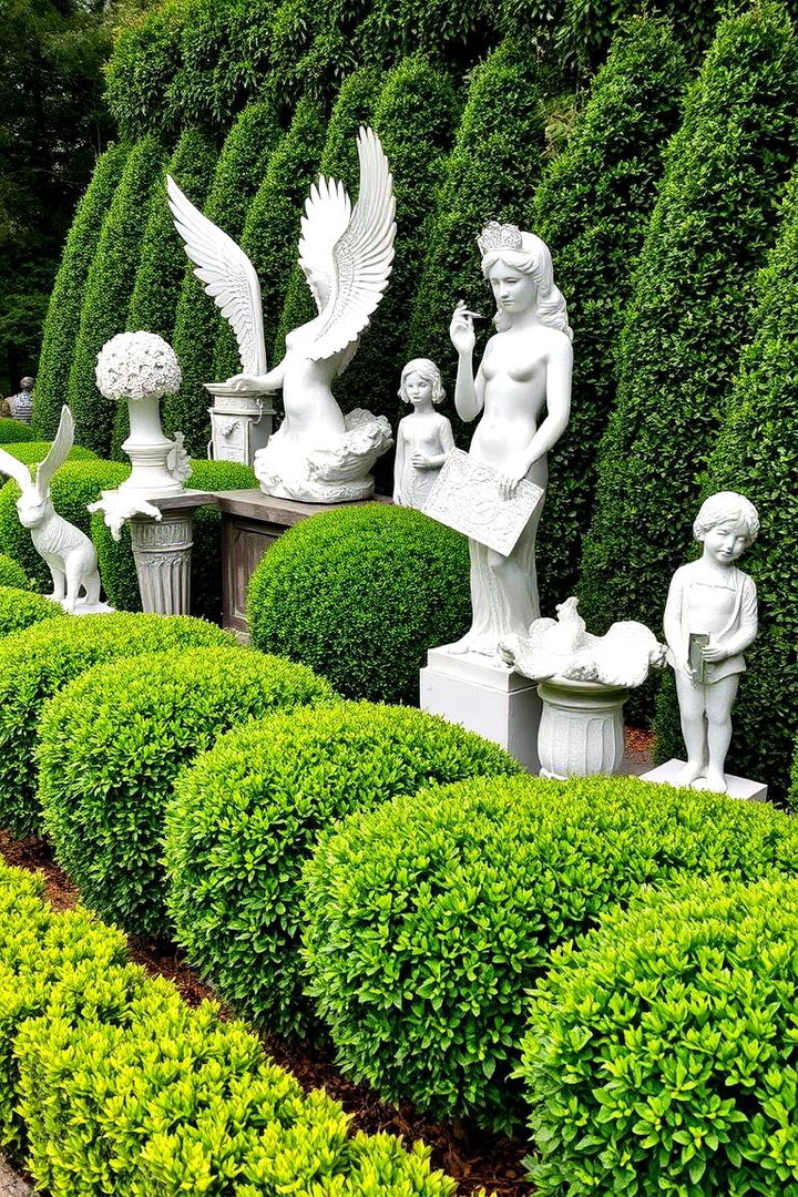 Decorative Garden Art Integration - 22 Front Yard Boxwood Designs