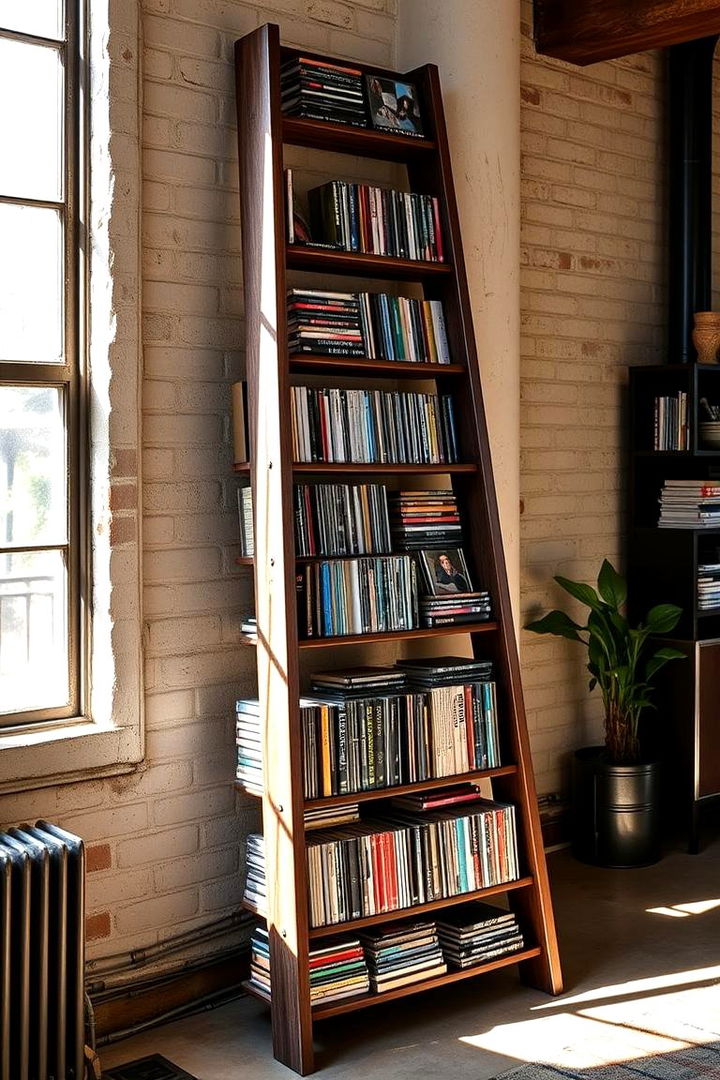 Decorative Ladder Shelf for CDs - 22 Cd Storage Ideas