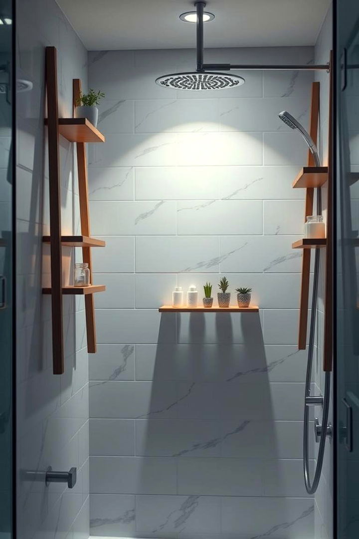 Decorative Ladder Shelves for Style - 22 Shower Storage Ideas