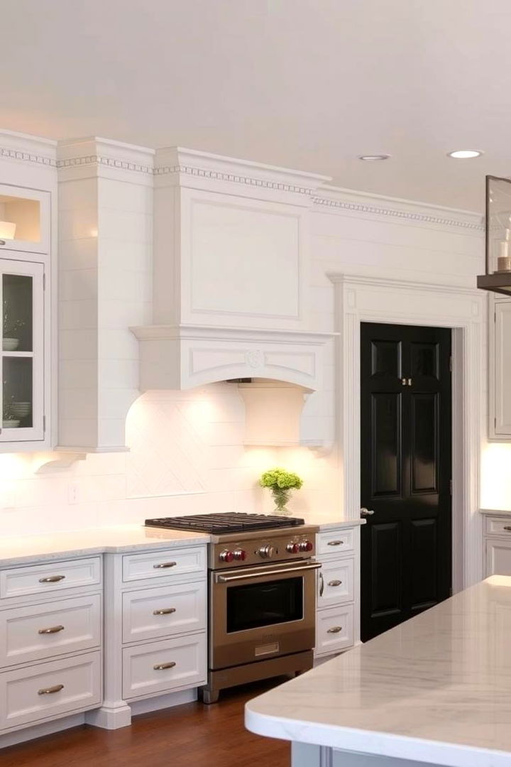 Decorative Molding with Textured Shiplap Finishes - 22 Kitchen Shiplap Ideas With Kitchen Island Ideas