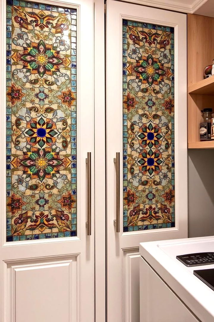 Decorative Mosaic Cabinet Doors - 22 Laundry Room Cabinet Ideas