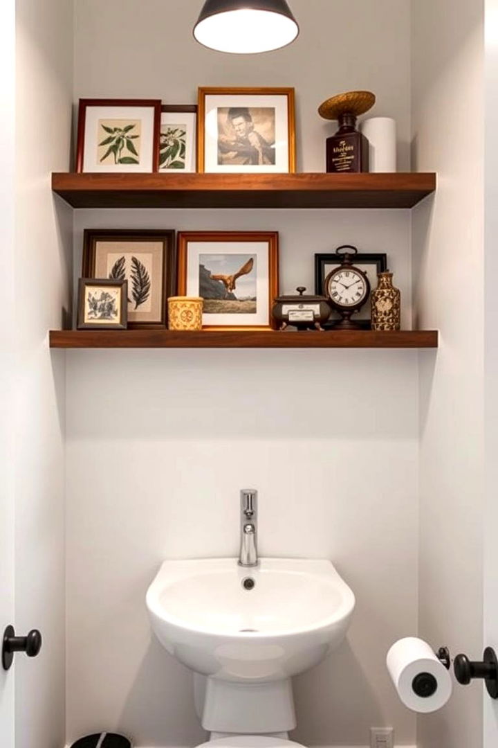 Decorative Open Shelves for Flair - 22 Eclectic Powder Room Ideas