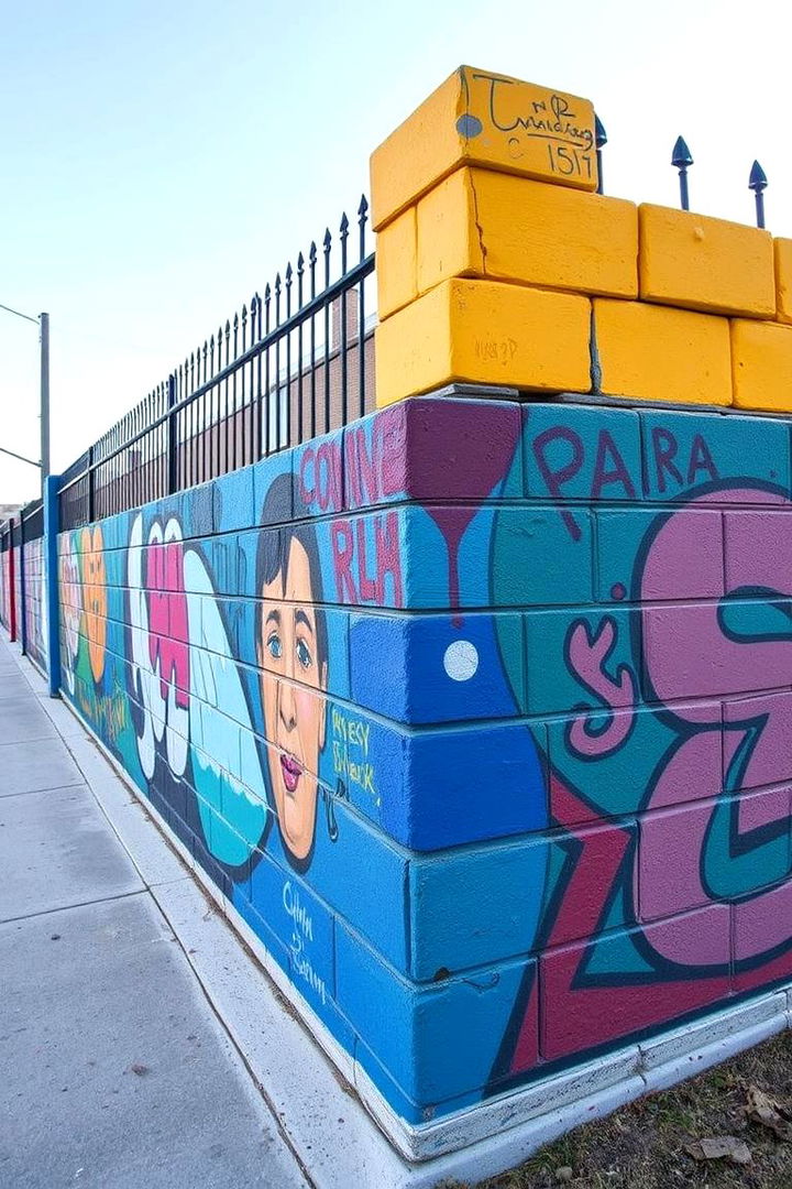 Decorative Paint Finishes - 22 Concrete Block Fence Ideas