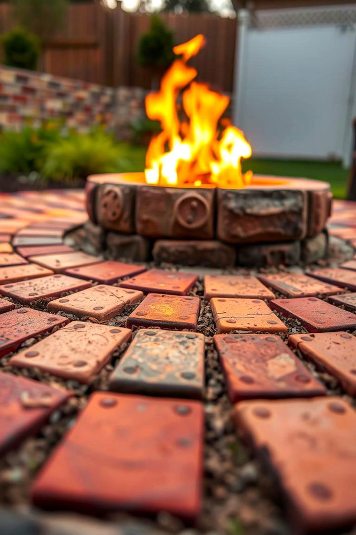 Decorative Paver Accents and Patterns - 22 Concrete Paver Patio Fire Pit Ideas