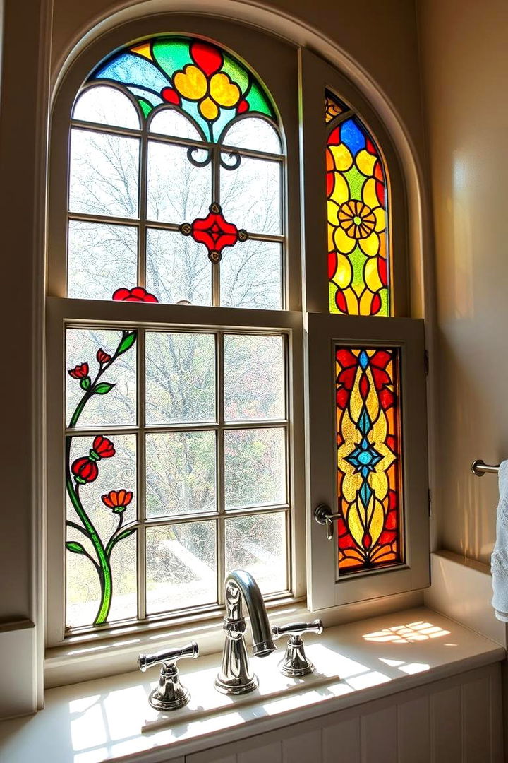 Decorative Stained Glass Panels - 22 Bathroom Window Treatment Ideas