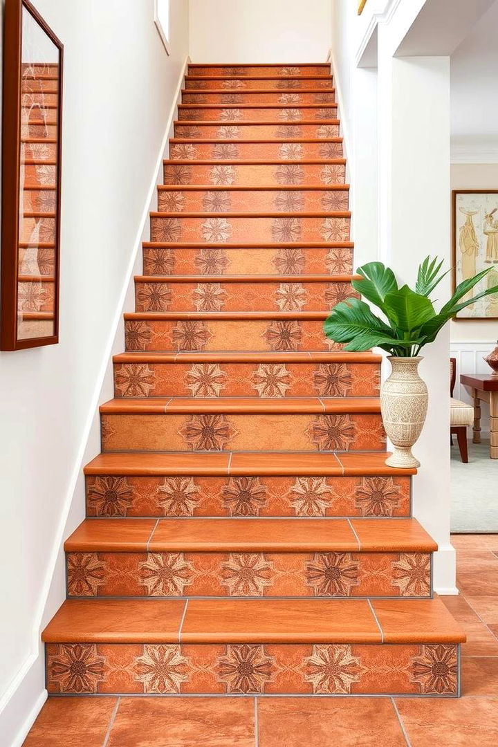 Decorative Terracotta Stair Tiles - 22 terracotta home decor ideas