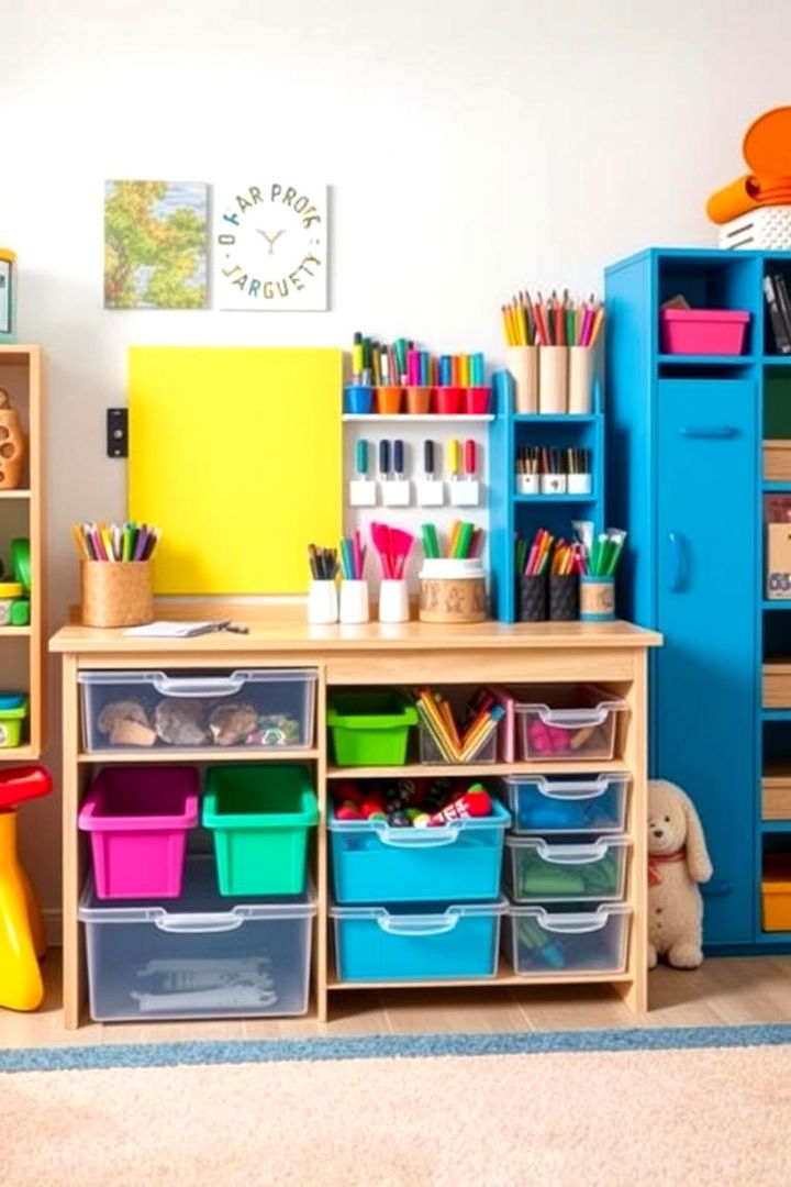 Dedicated Art Supply Storage - 22 Playroom Storage Ideas
