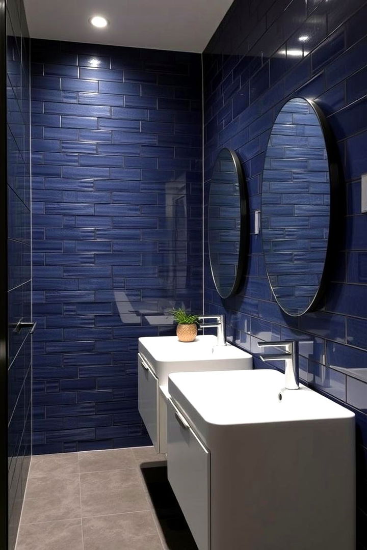 Deep Blue or Navy Tiles - 22 Dark Bathroom Ideas