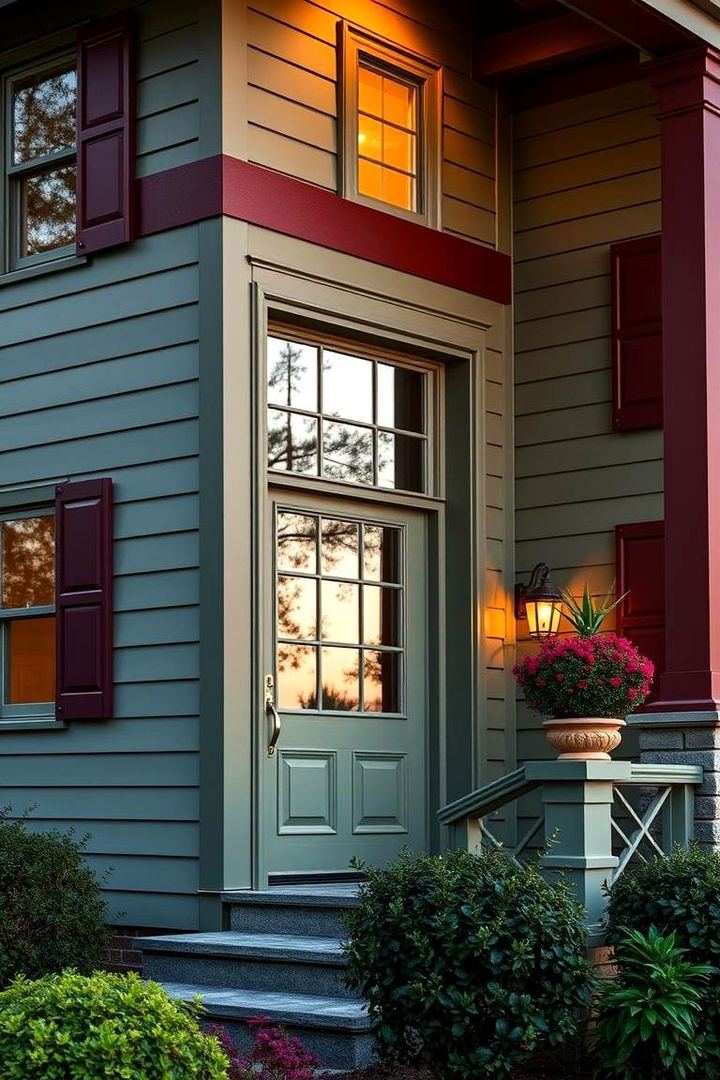 Deep Burgundy Brilliance - 22 Exterior House Color Schemes With Sage Green Siding