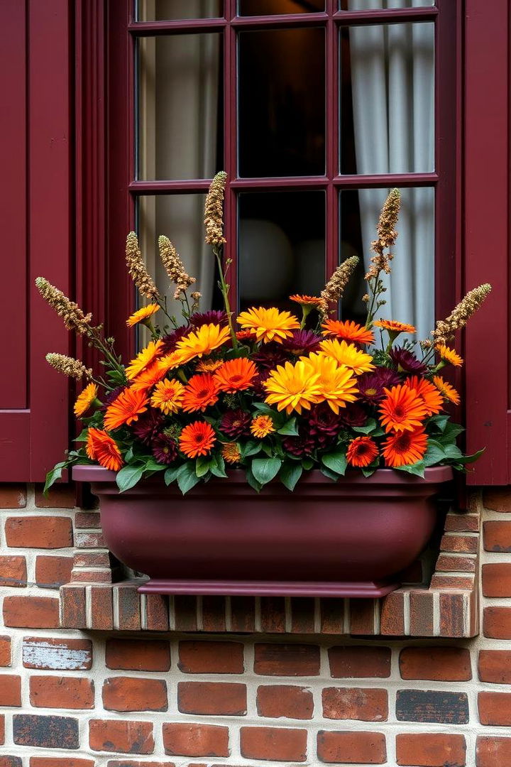 Deep Burgundy and Orange Color Scheme - 22 Fall Window Box Ideas