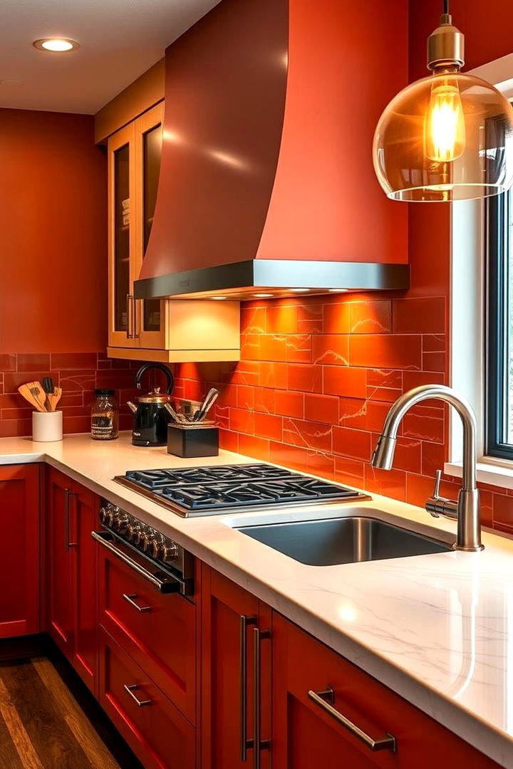 Deep Burnt Sienna Accents - 22 Brown Kitchen Ideas