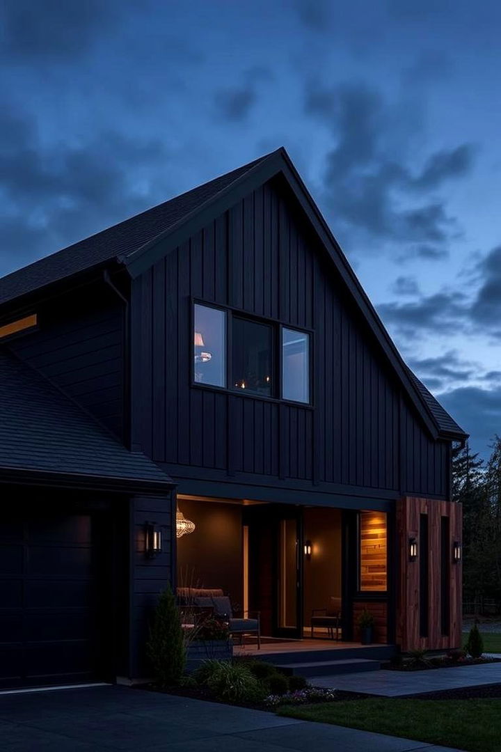Deep Charcoal Elegance - 22 Paint Colors for a Modern Black House With Cedar Accents