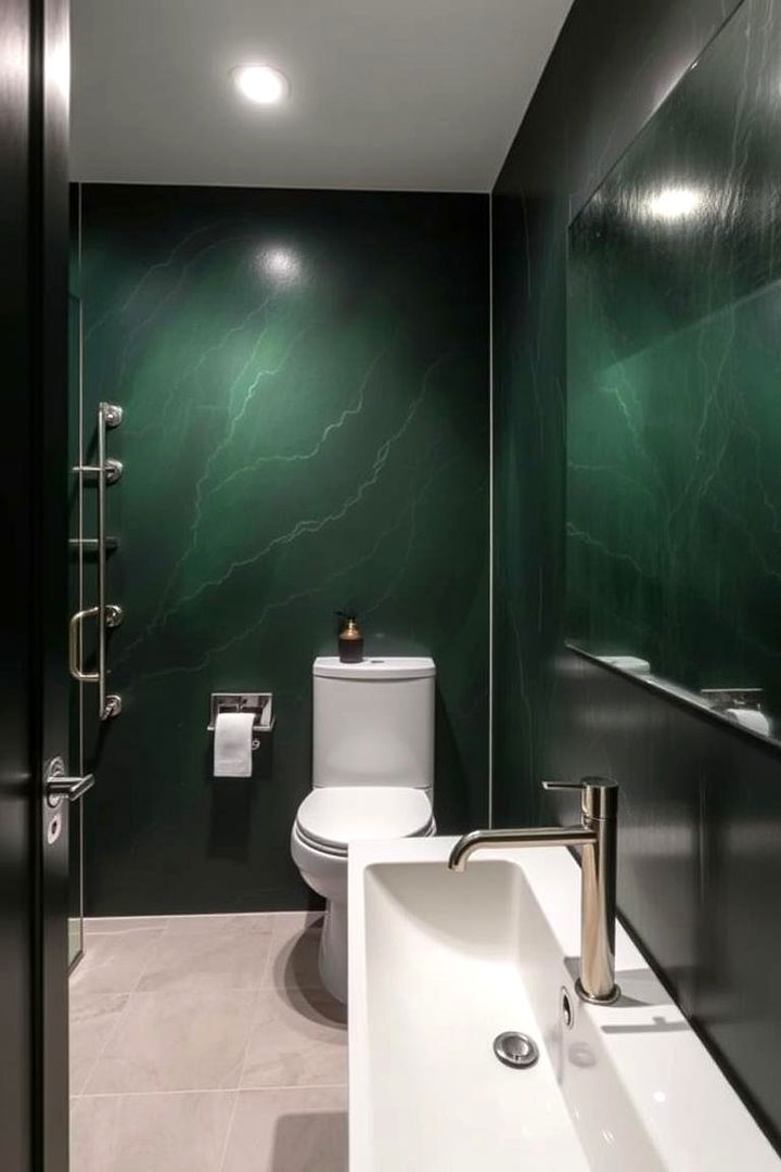 Deep Green Statement Walls - 22 Green Tile Bathroom Ideas