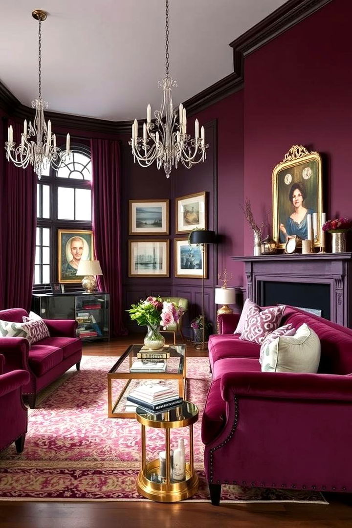 Deep Plum Statement Furniture - 22 Purple Living Room Ideas