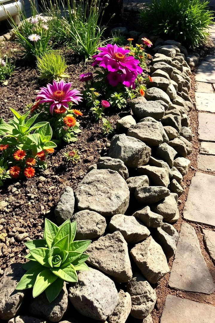 Defining Rustic Garden Borders - 22 Black River Rock Landscaping Ideas