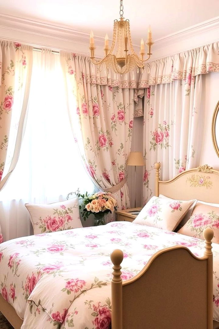 Delicate Floral Fabrics - 22 French Bedroom Decor Ideas