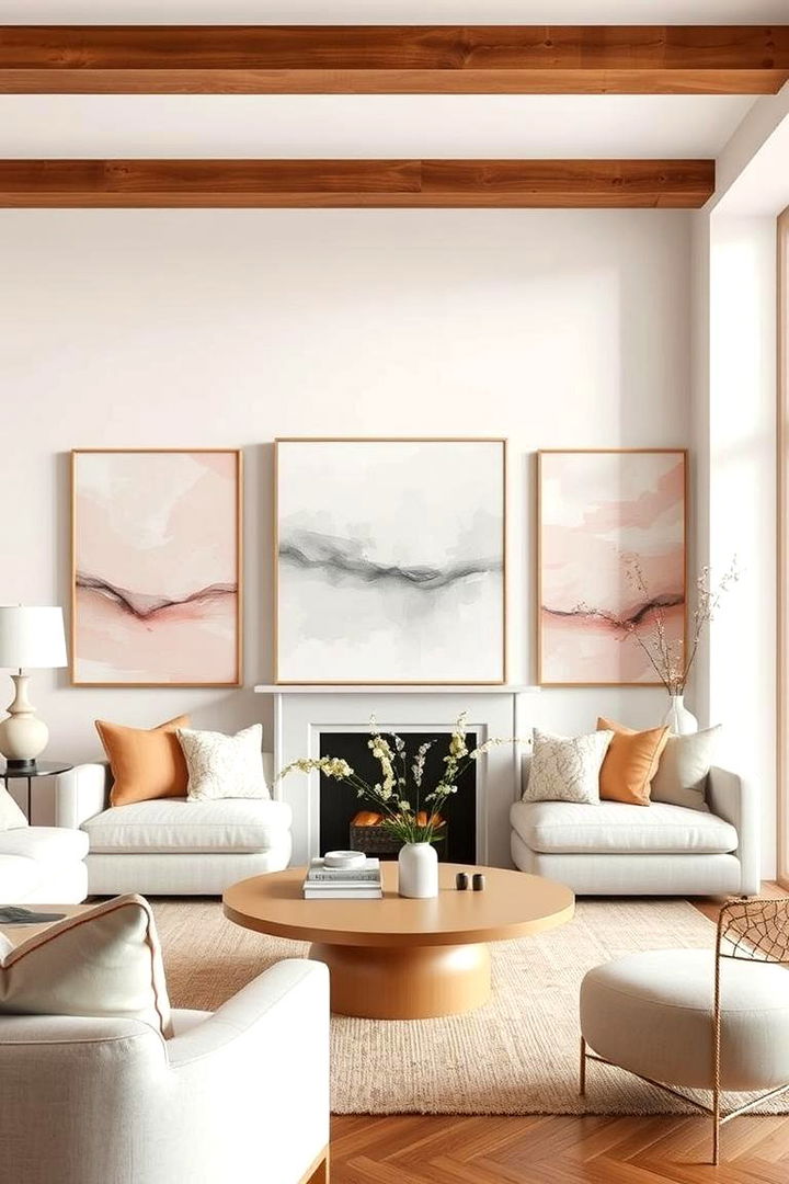 Delicate Pastel Artwork - 22 Pastel Living Room Ideas