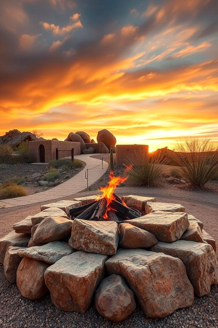 Desert Inspired Rock Fire Pit - 22 Rock Fire Pit Ideas