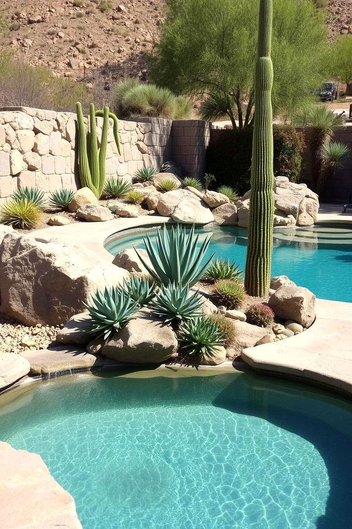 Desert Oasis with Succulents - 22 Pool Landscaping Ideas